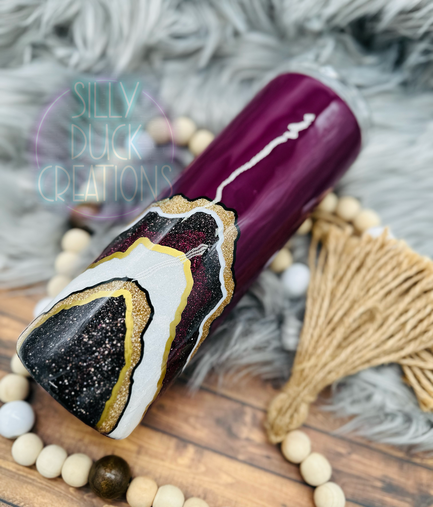 Burgundy Glitter Geode