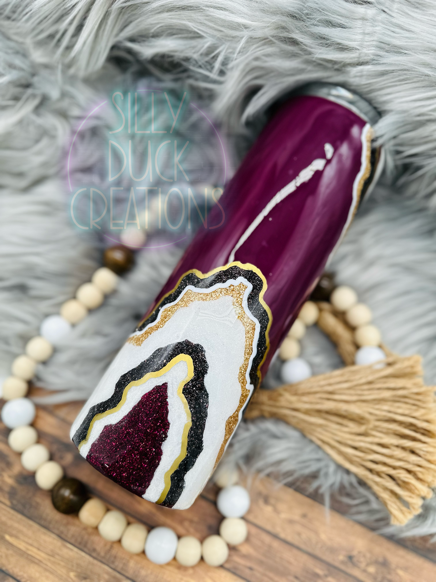 Burgundy Glitter Geode