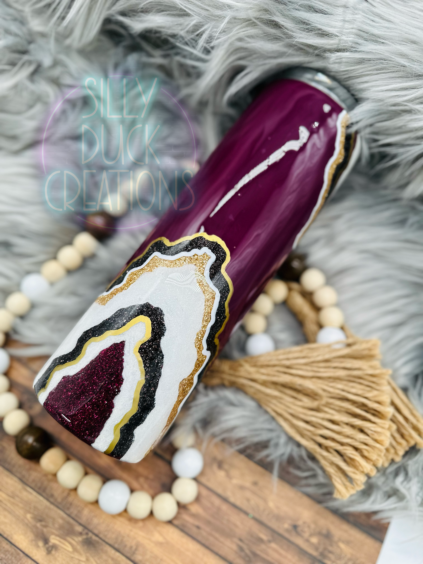 Burgundy Glitter Geode