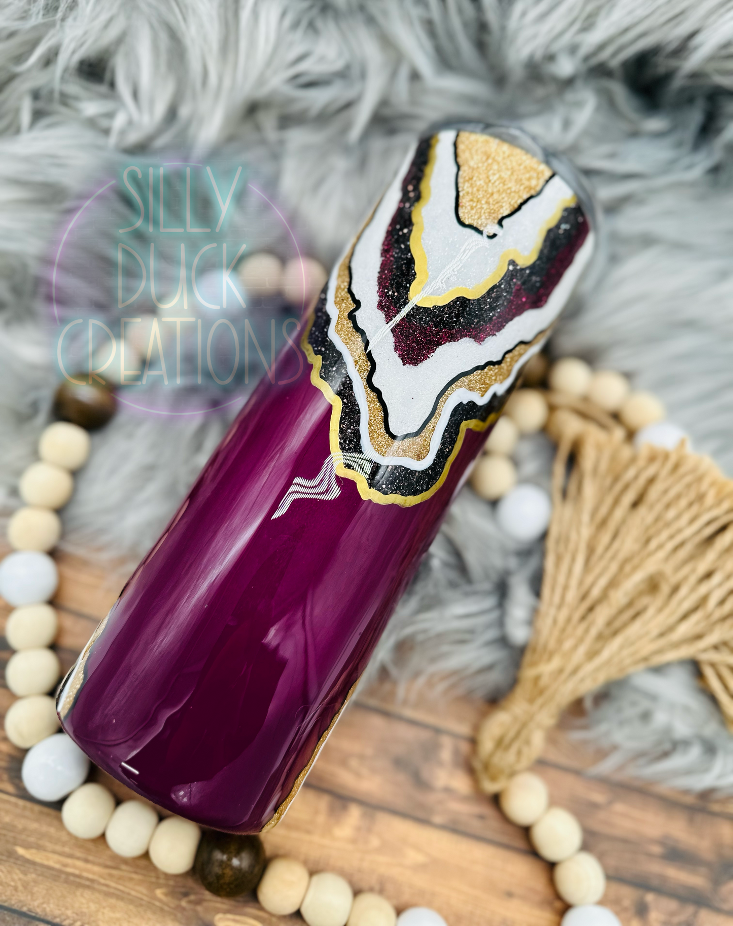 Burgundy Glitter Geode