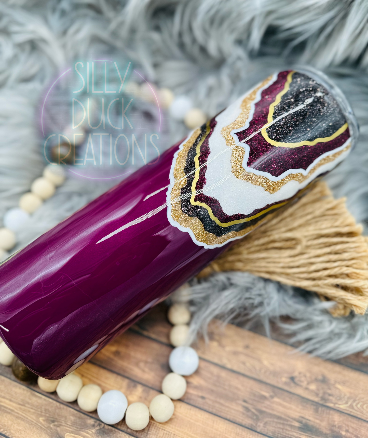 Burgundy Glitter Geode