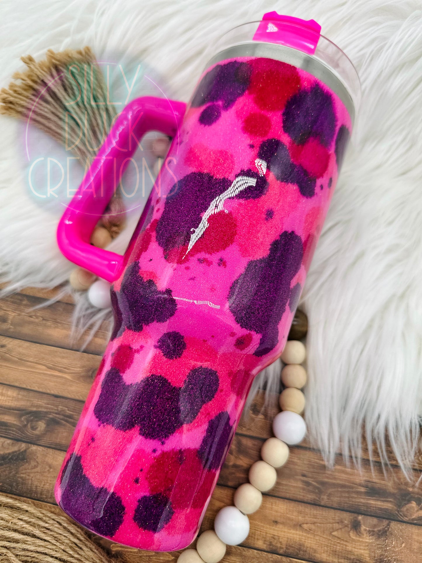 Pink and Purple Cowprint Stanley Dupe