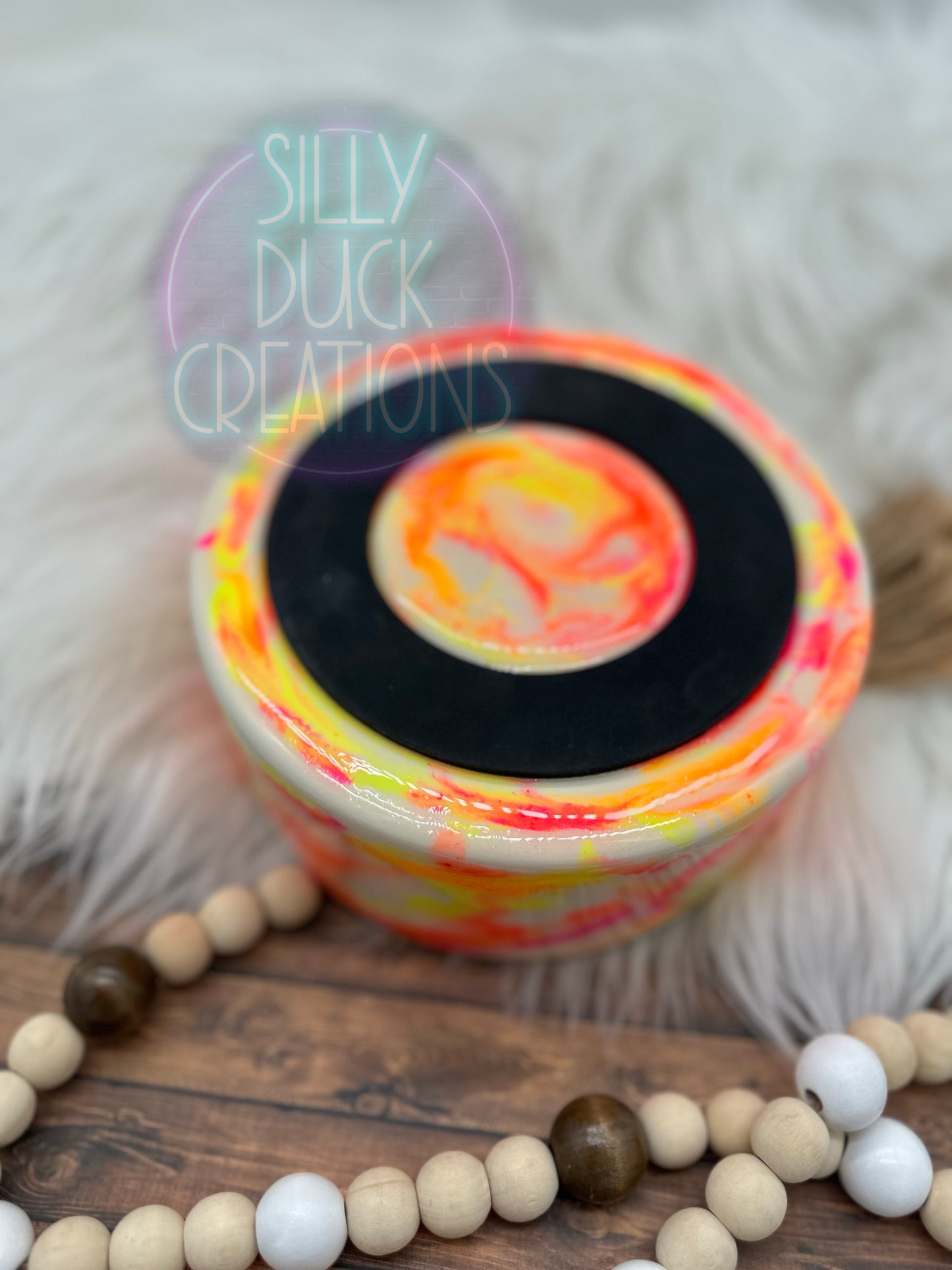Neon marble water bowl