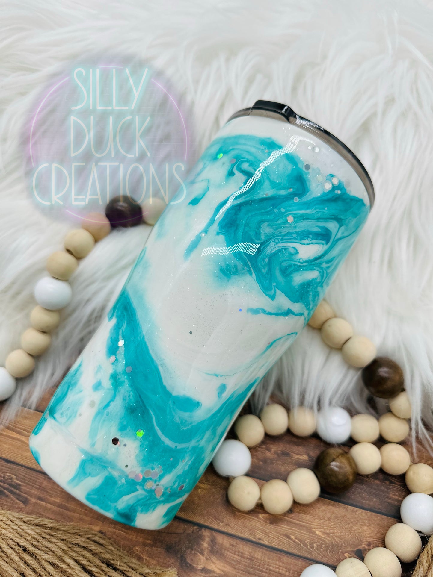 Teal Marble Tumbler