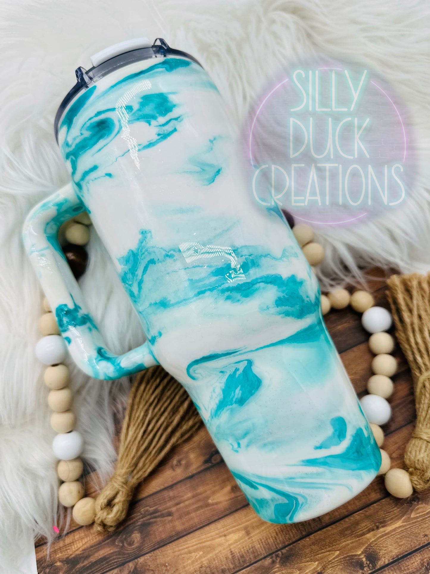 Teal Marble Tumbler