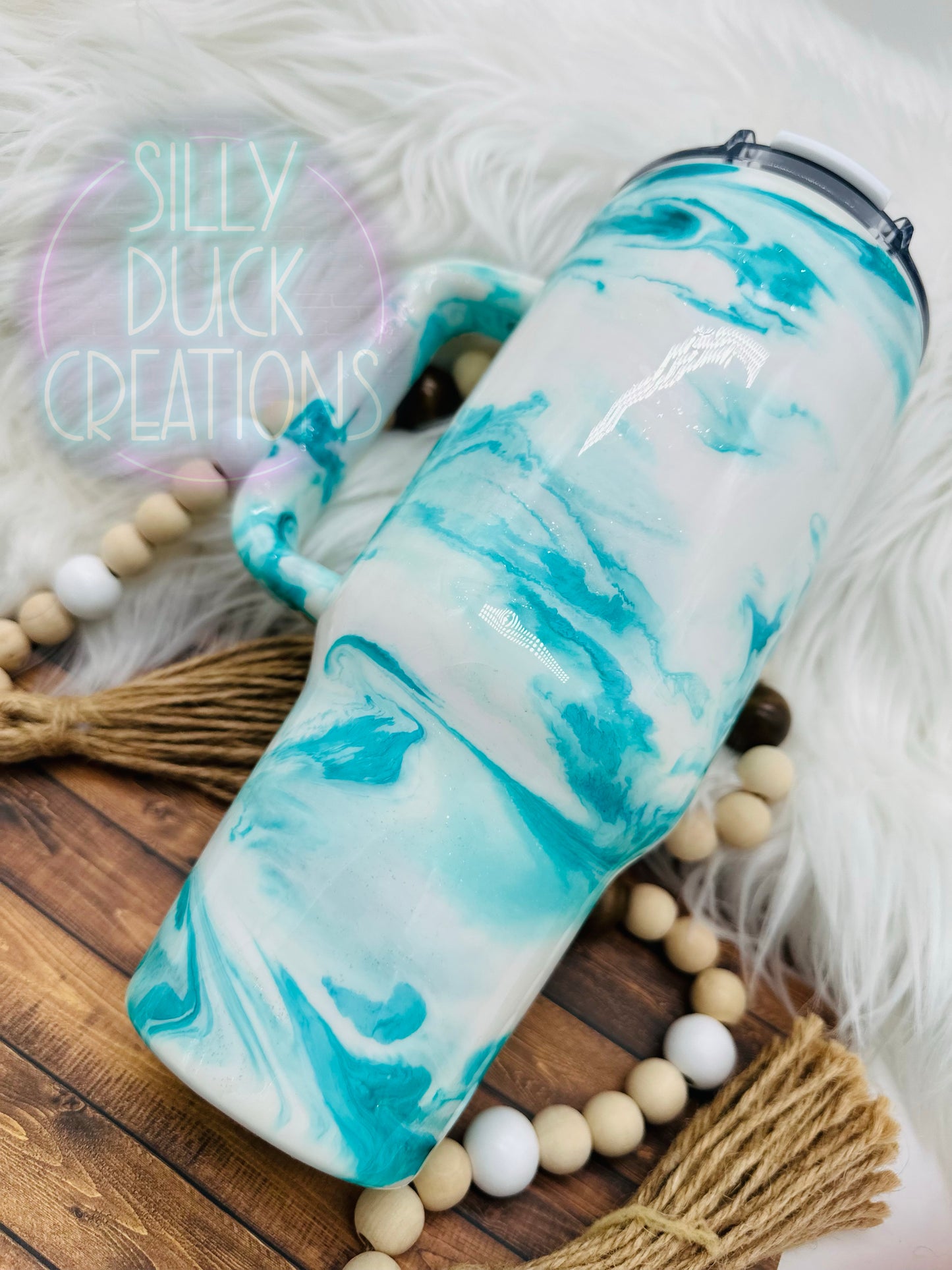 Teal Marble Tumbler
