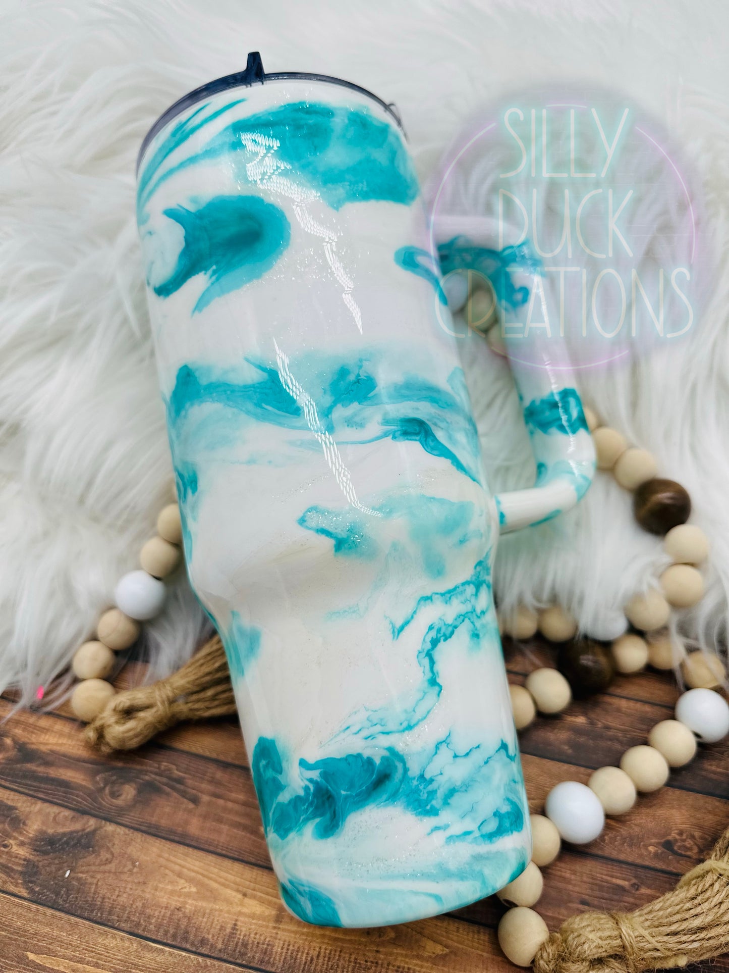 Teal Marble Tumbler