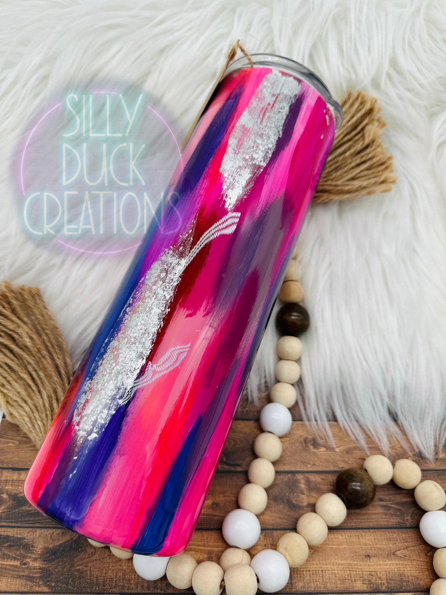 Pink themed brushstroke tumbler