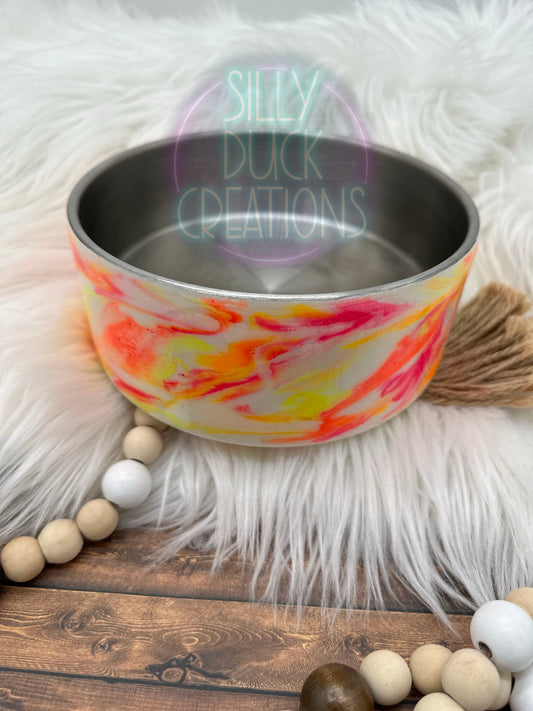 Neon marble water bowl