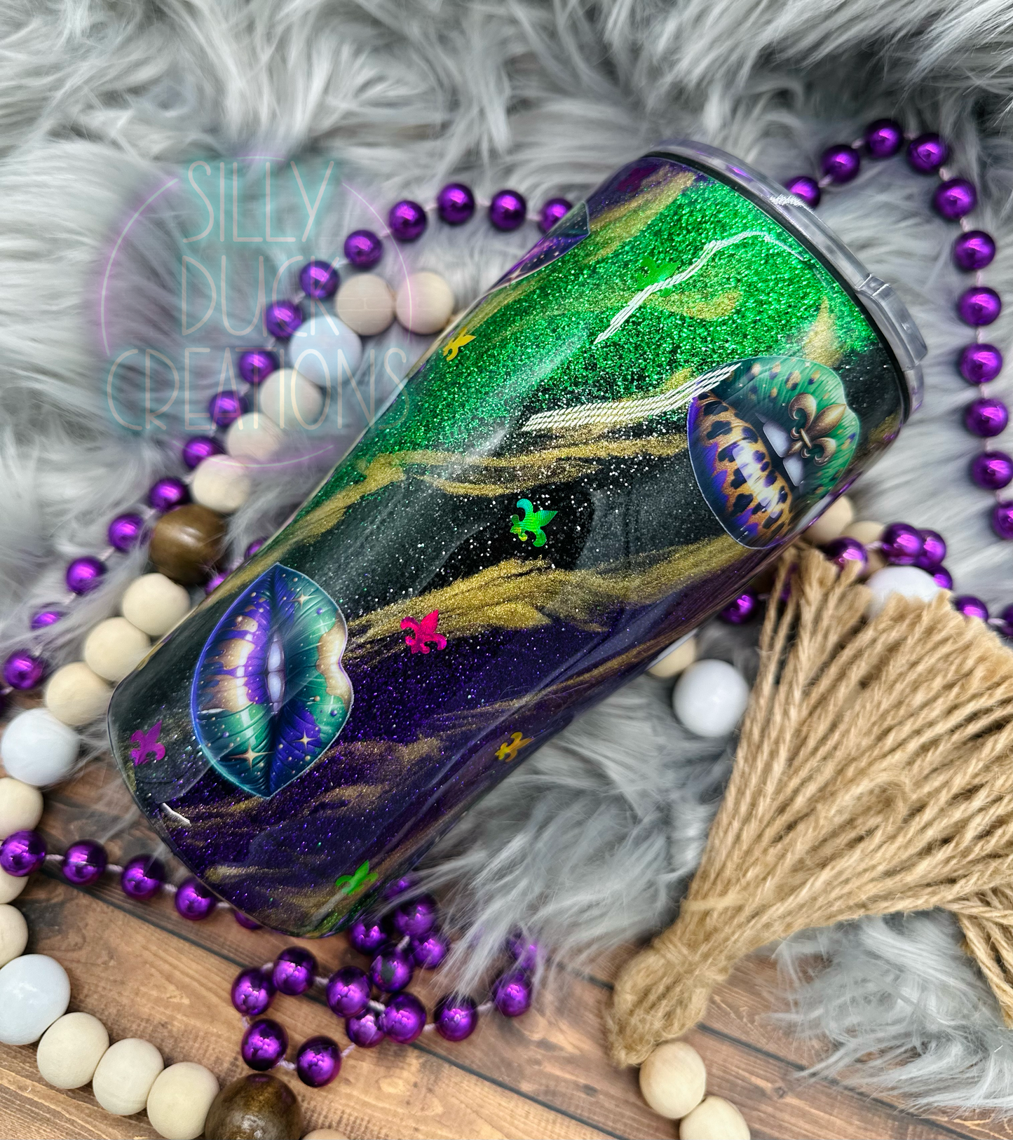 Mardi Gras Glitter Tumbler