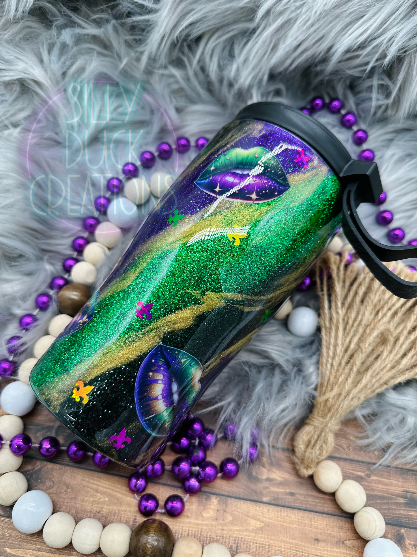 Mardi Gras Glitter Tumbler