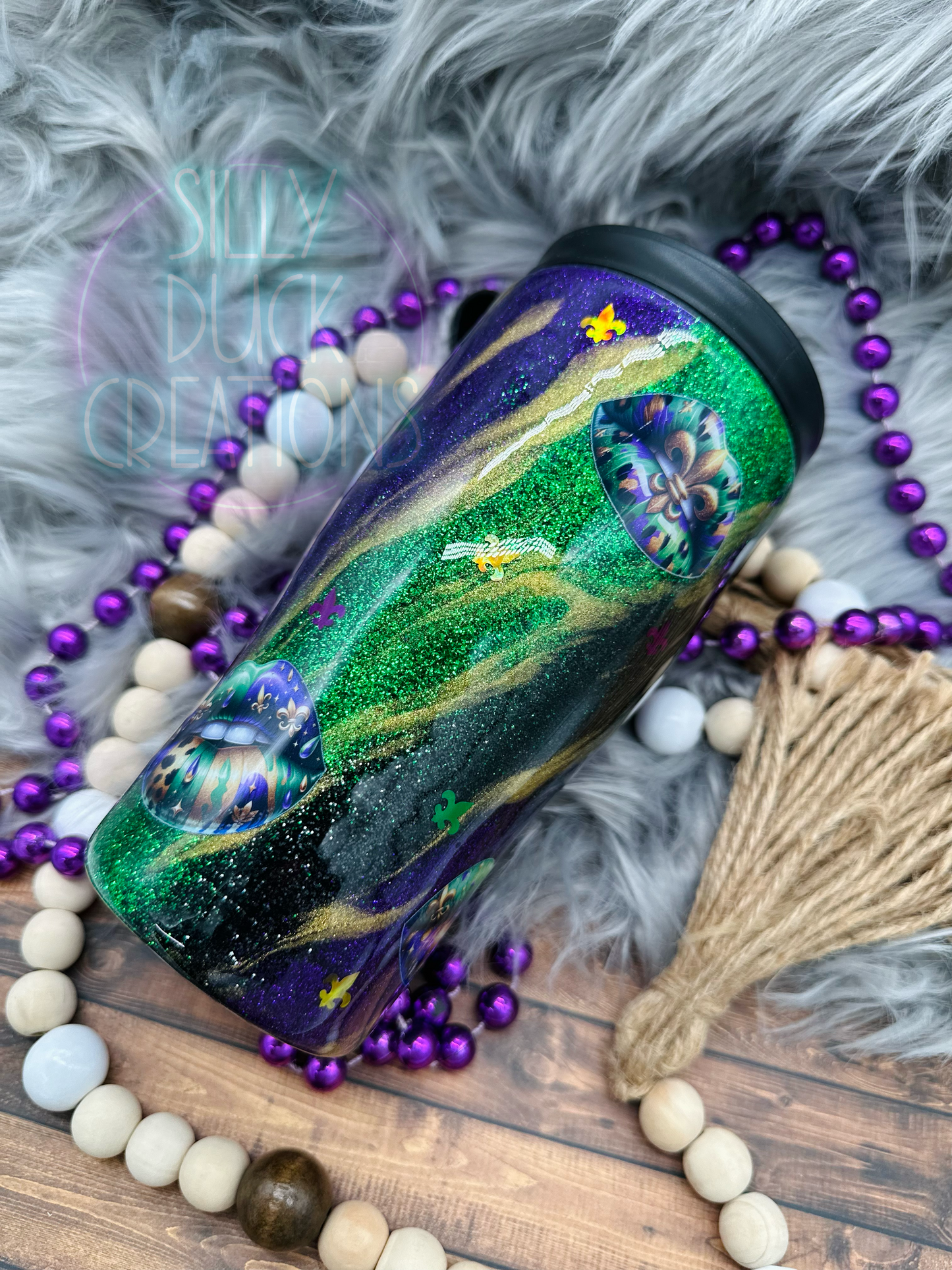 Mardi Gras Glitter Tumbler